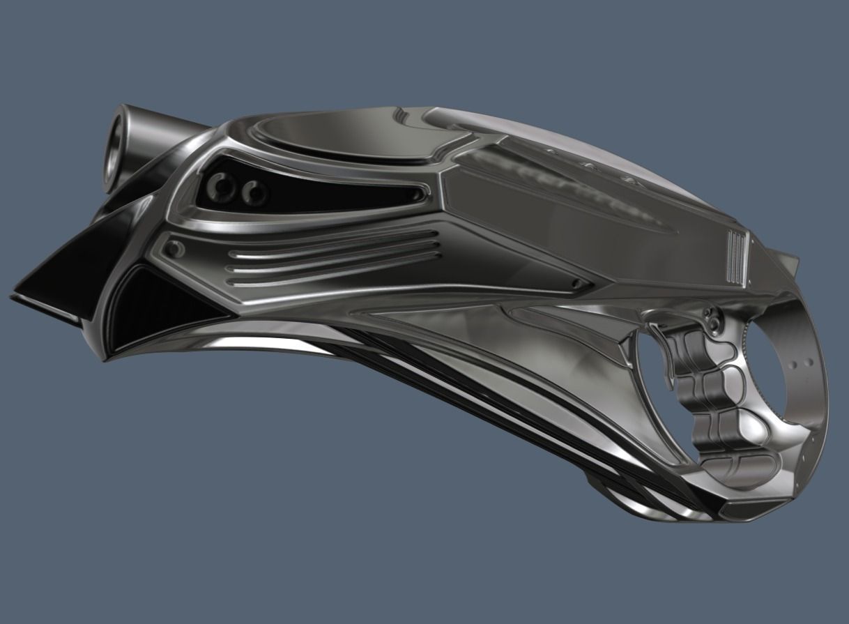 Futuristic Handgun High Poly 3D model_4