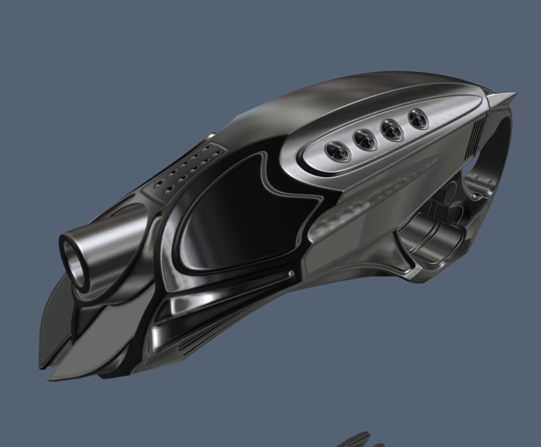 Futuristic Handgun High Poly 3D model_5