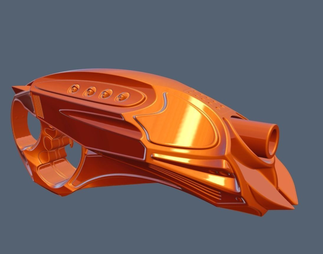 Futuristic Handgun High Poly 3D model_9