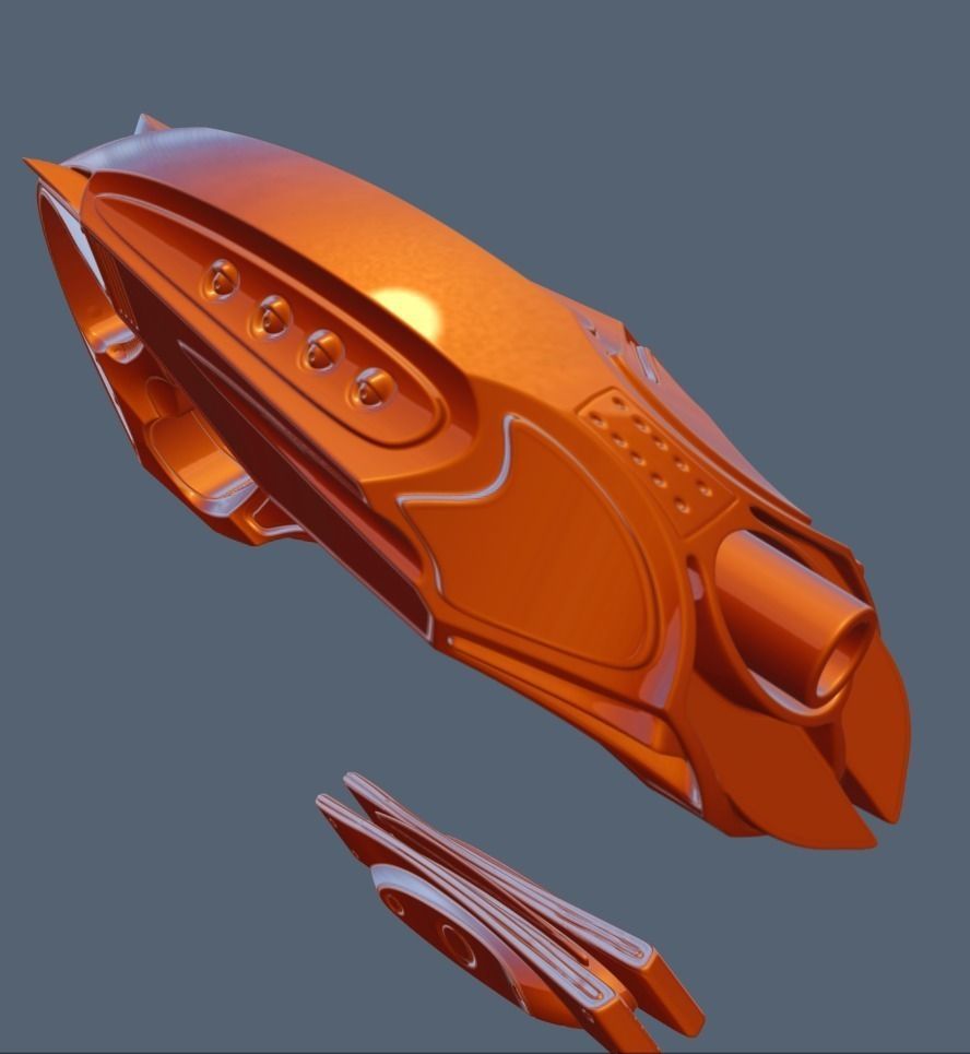 Futuristic Handgun High Poly 3D model_8