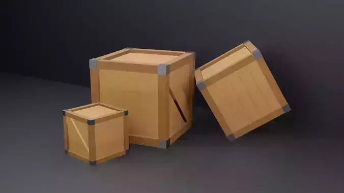 Low poly Box three wooden boxes