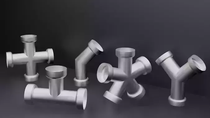 Pipes four metal pipe fittings