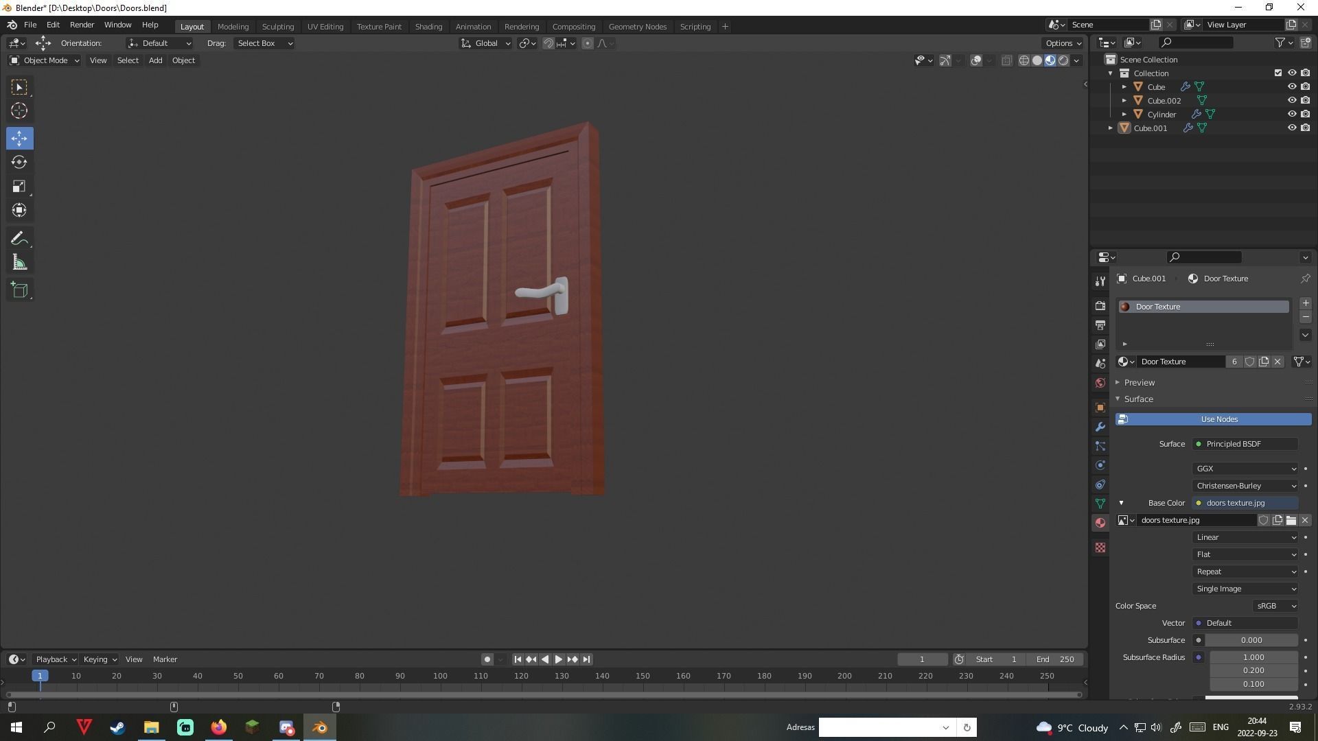 Doors wooden door Free low-poly 3D model_1