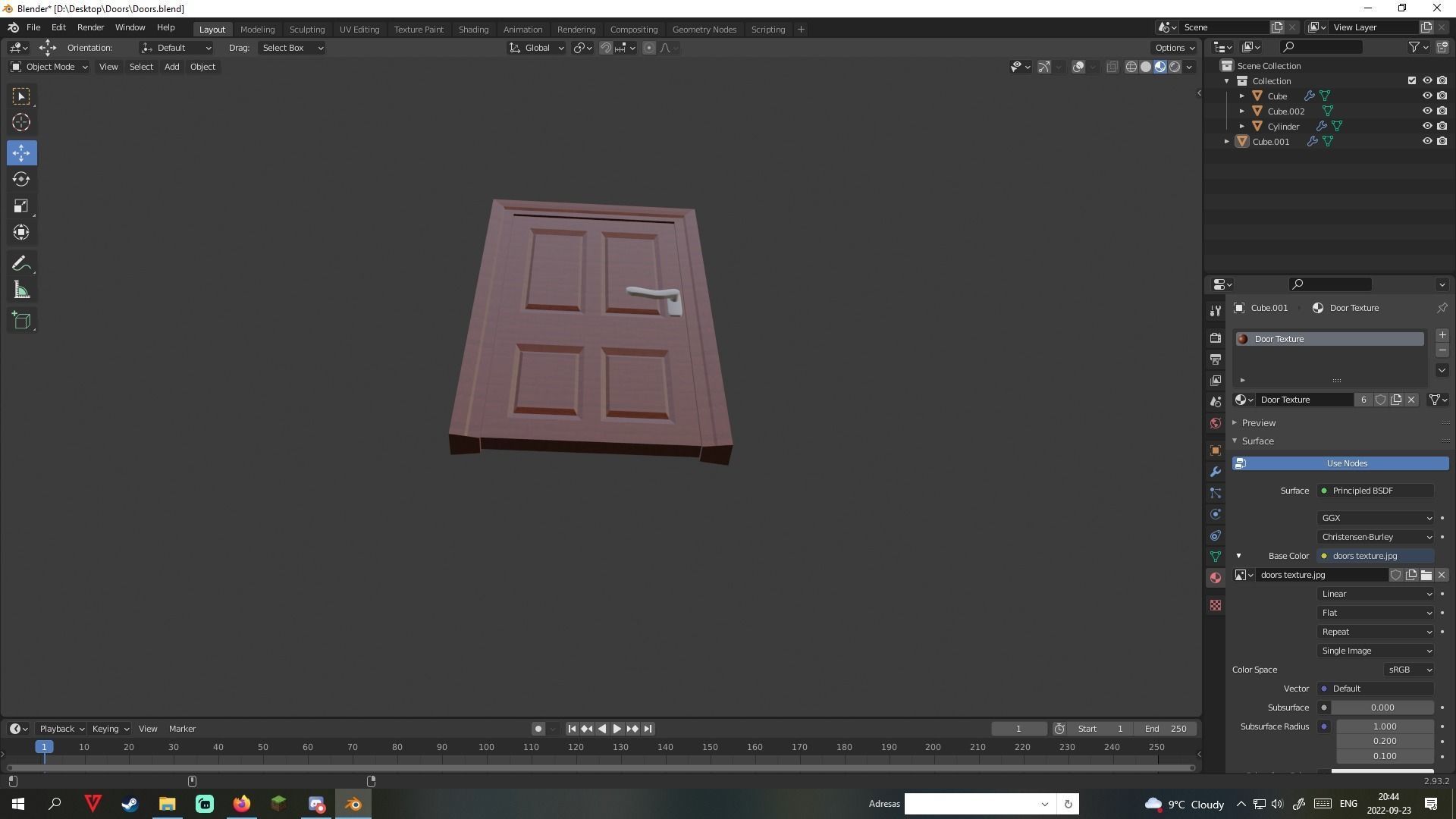 Doors wooden door Free low-poly 3D model_3