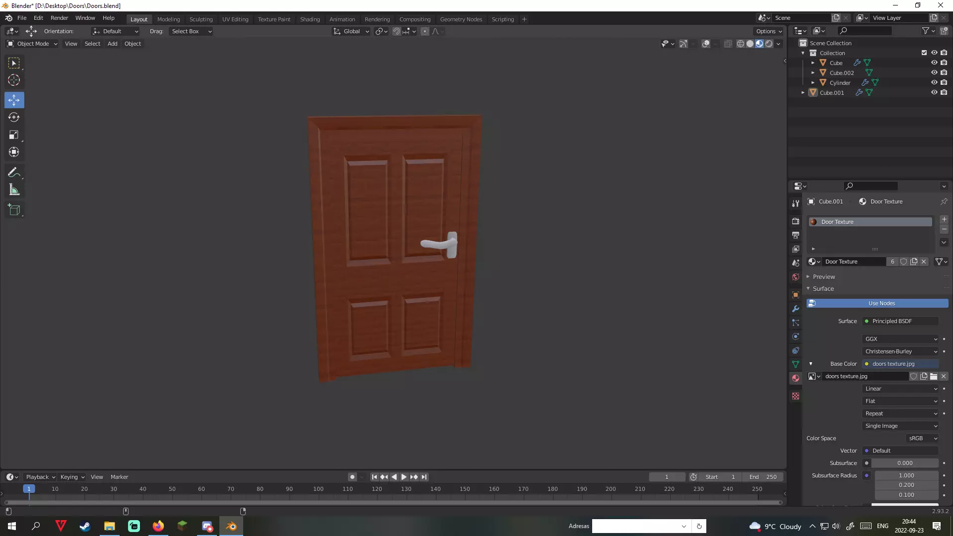 Doors wooden door Free low-poly 3D model_0