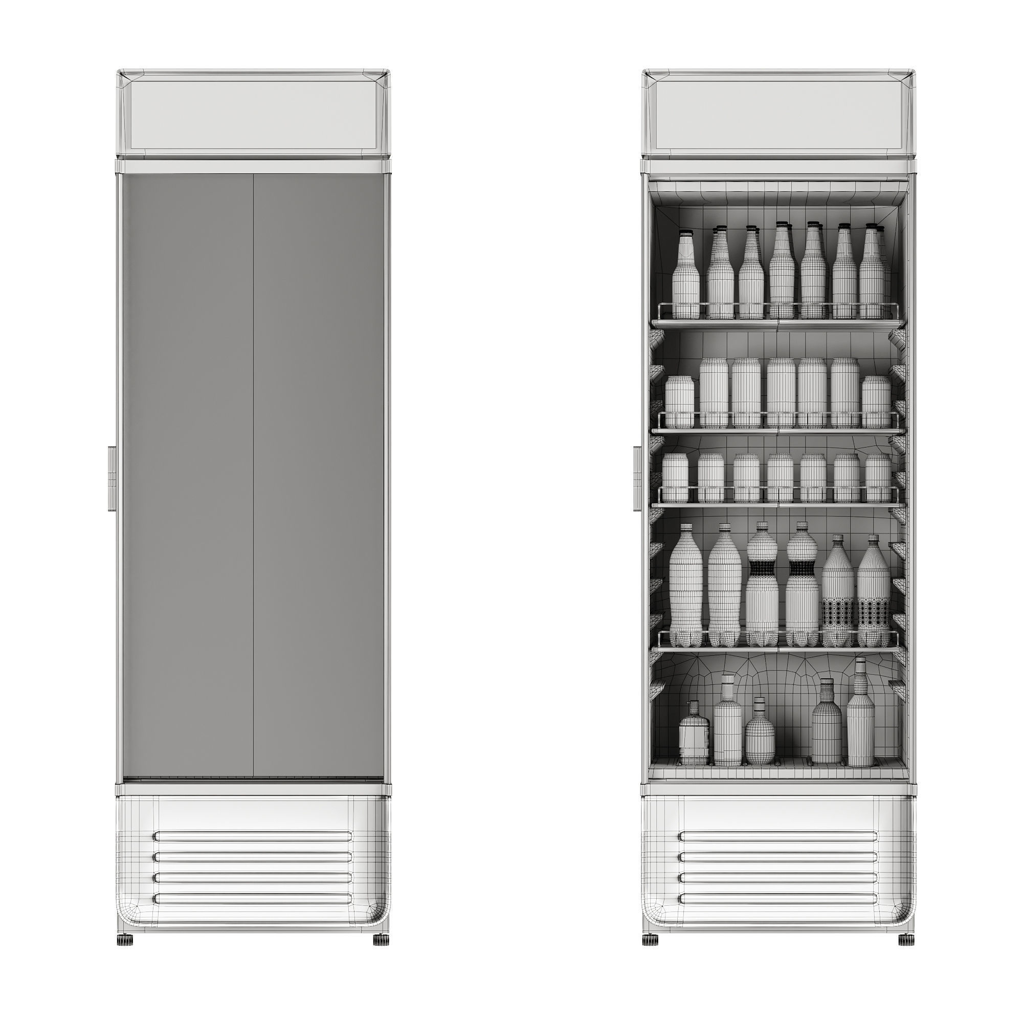 Store Refrigerator Bottles and Cans Low-poly 3D model_5