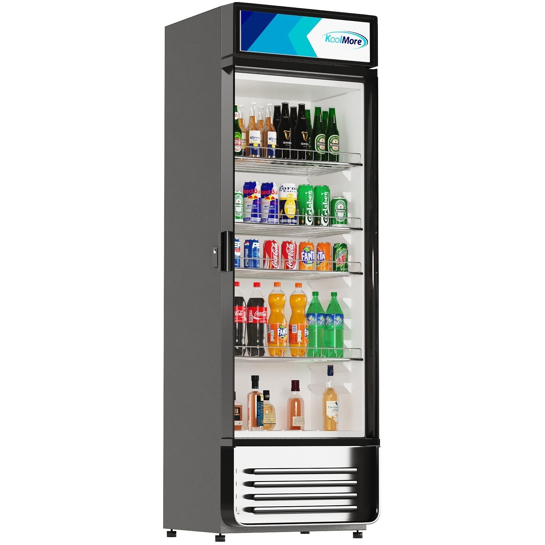 Store Refrigerator Bottles and Cans Low-poly 3D model_3