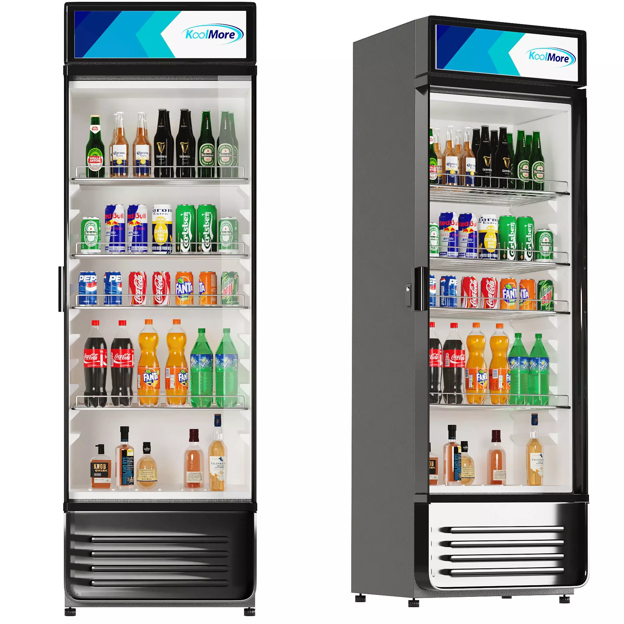 Store Refrigerator Bottles and Cans Low-poly 3D model_0