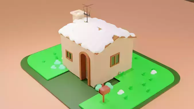 stylized cartoon house model