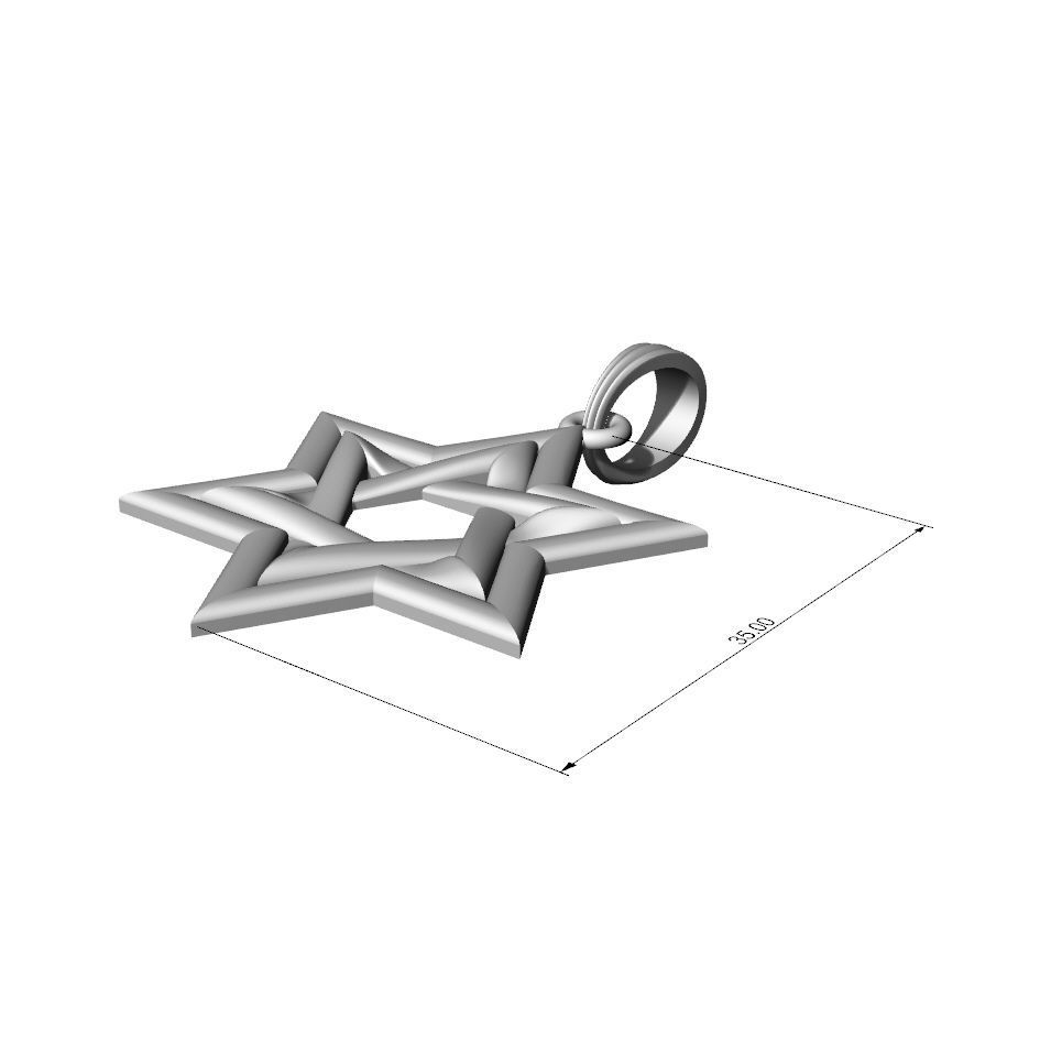 Pendant Star of David 3D print model_2