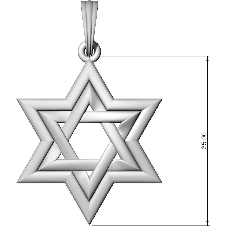 Pendant Star of David 3D print model_1