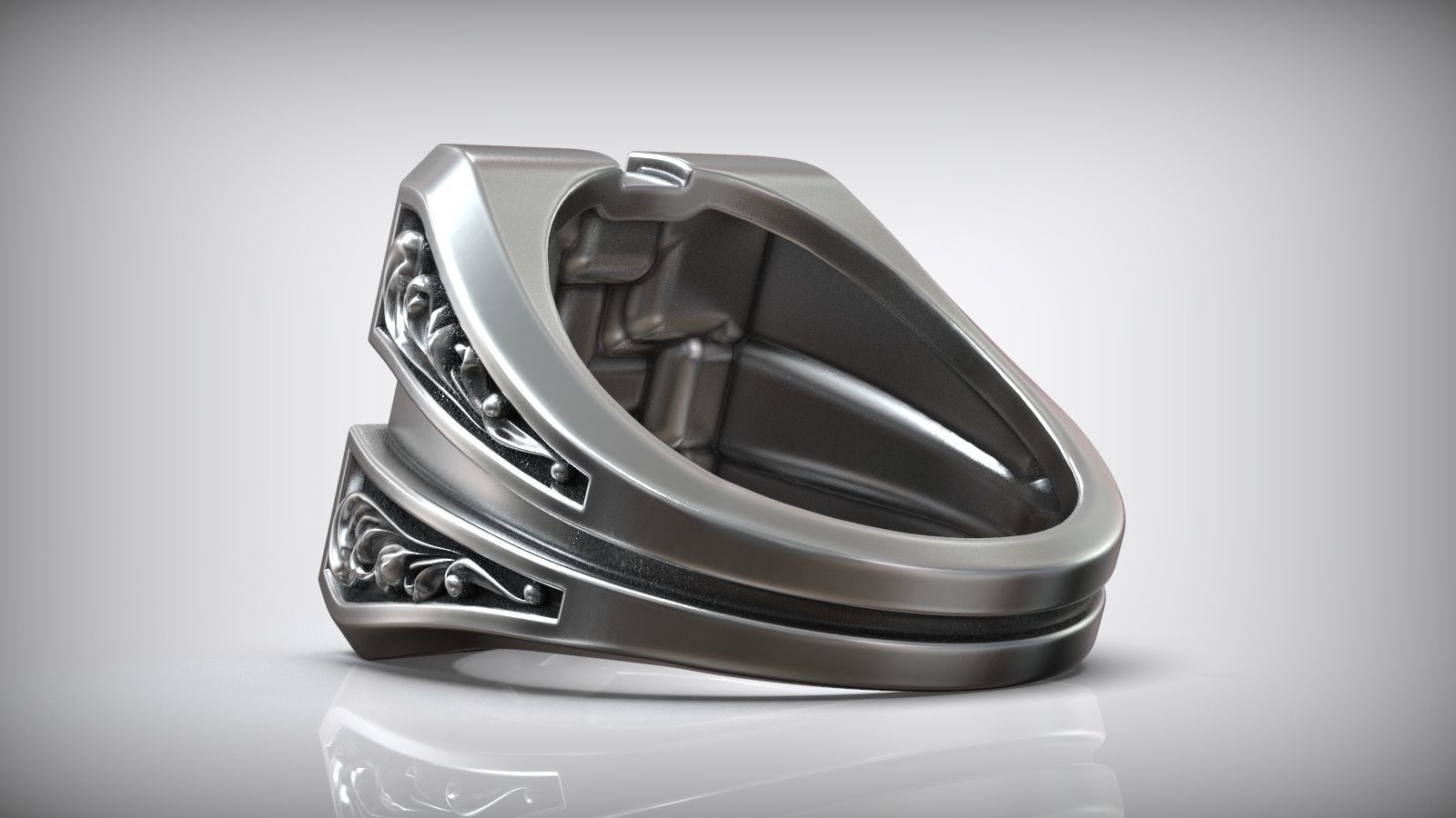 Square Cross Pattern Silver Signet 3D print model_6