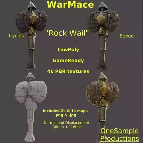 War Mace  RockWail  LowPoly Game-Ready