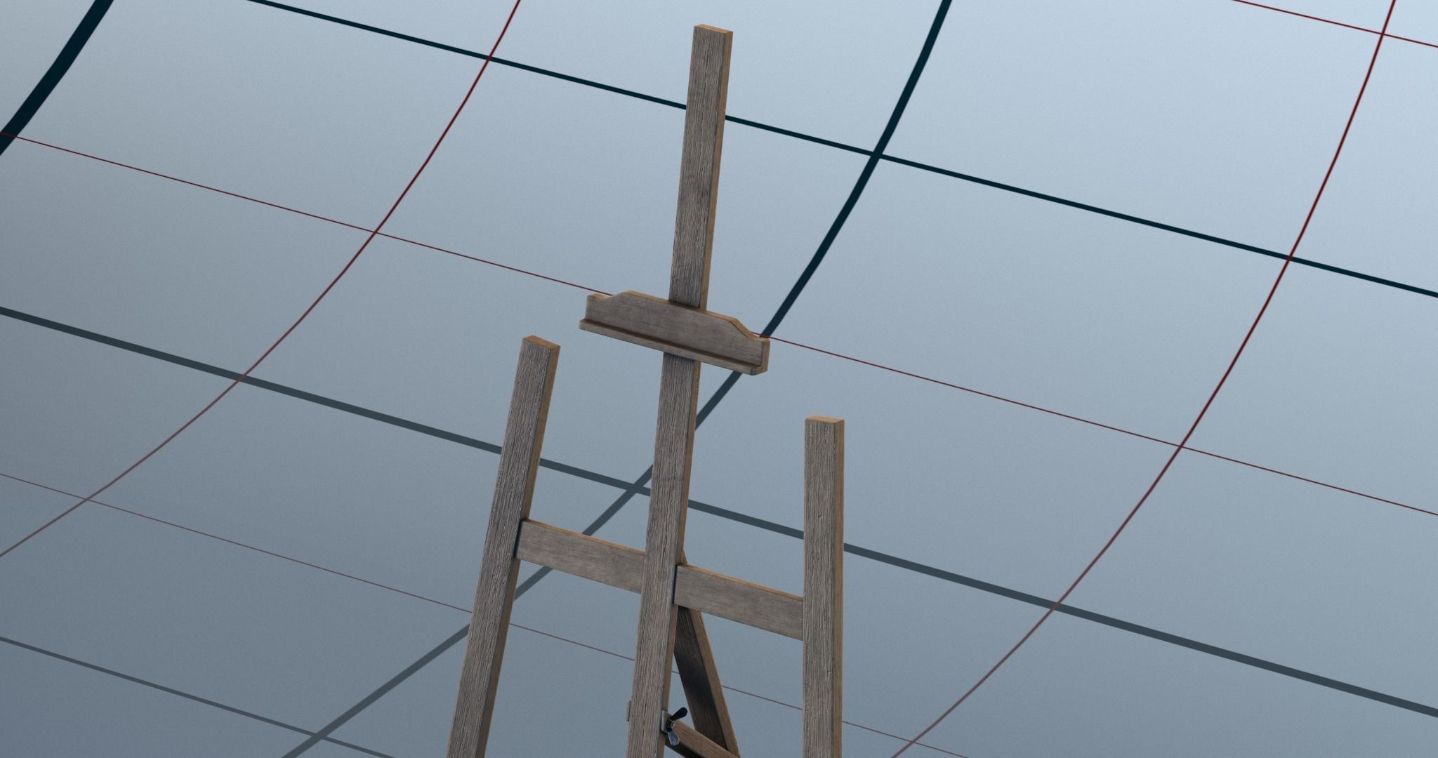 Canvas and easel PBR 3D model_1