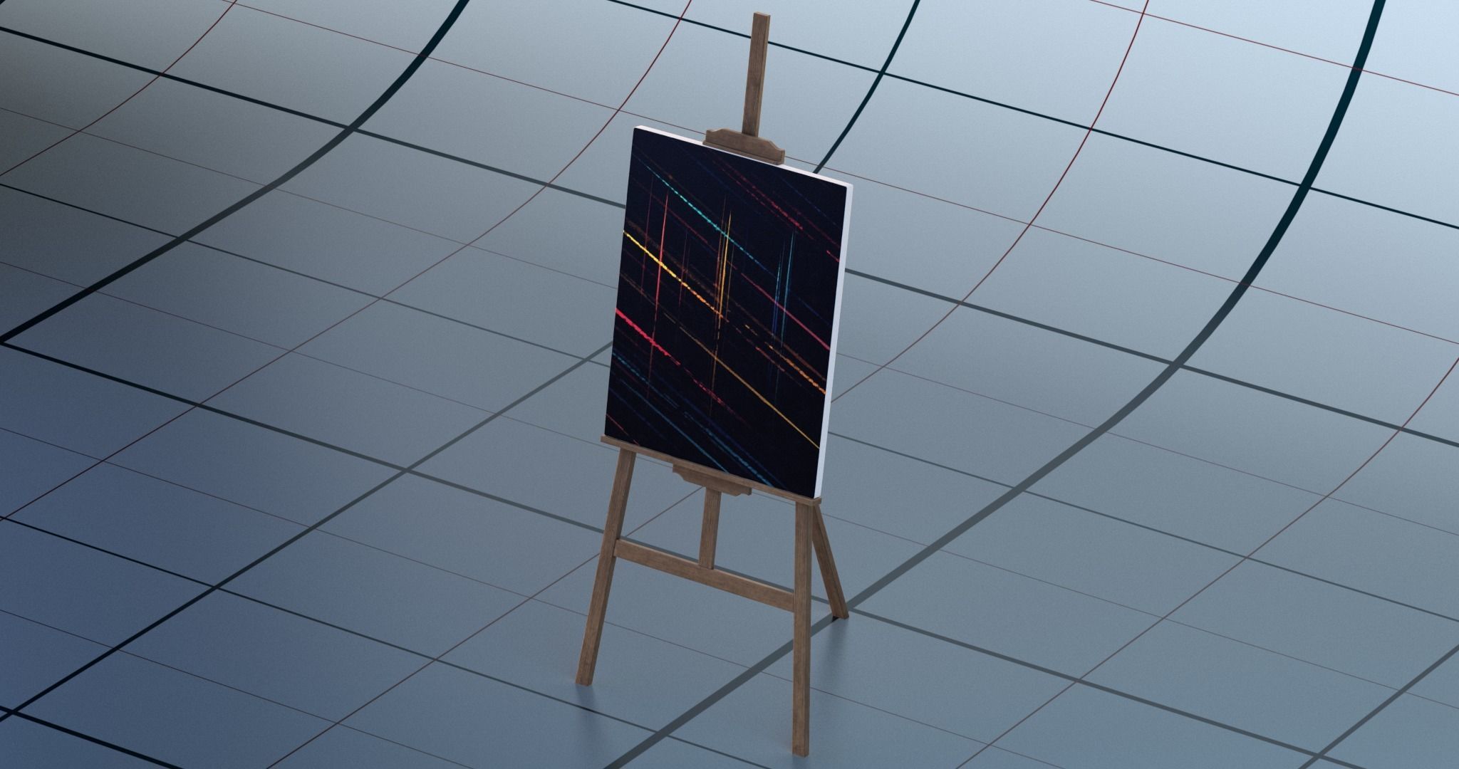 Canvas and easel PBR 3D model_13