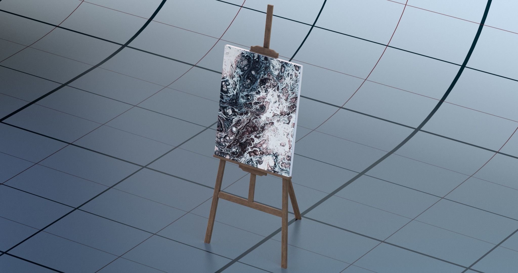 Canvas and easel PBR 3D model_10
