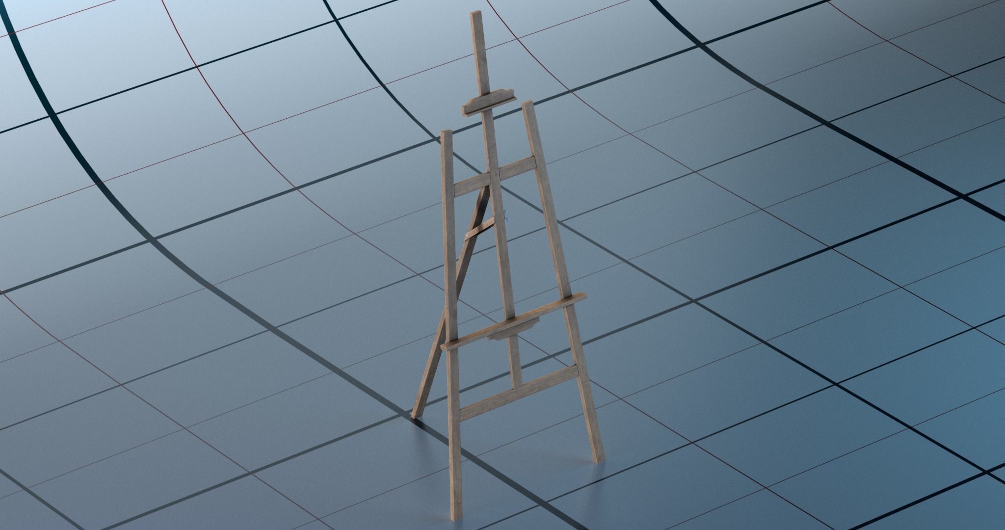 Canvas and easel PBR 3D model_6