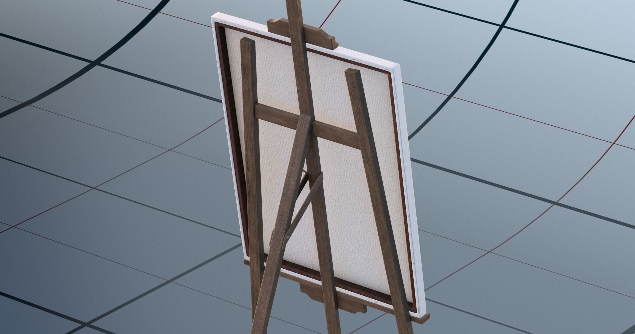 Canvas and easel PBR 3D model_17