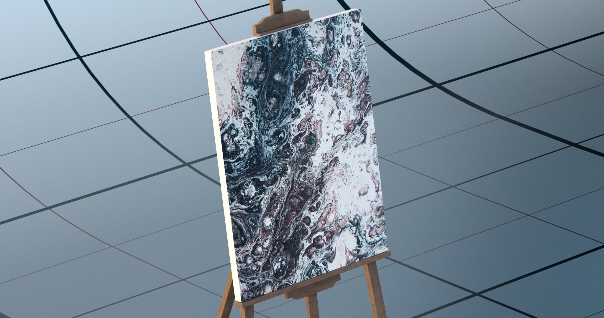 Canvas and easel PBR 3D model_12