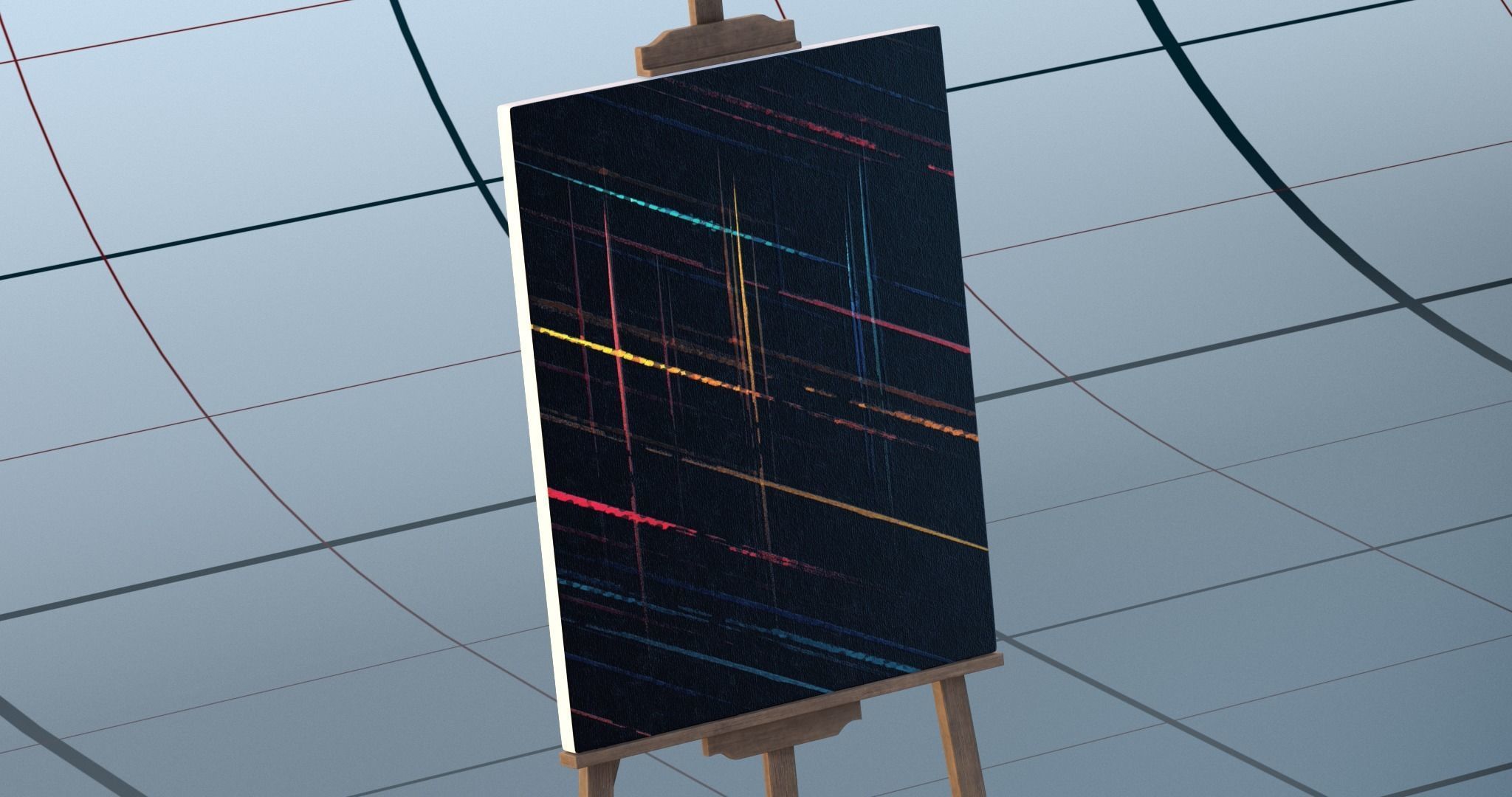 Canvas and easel PBR 3D model_15