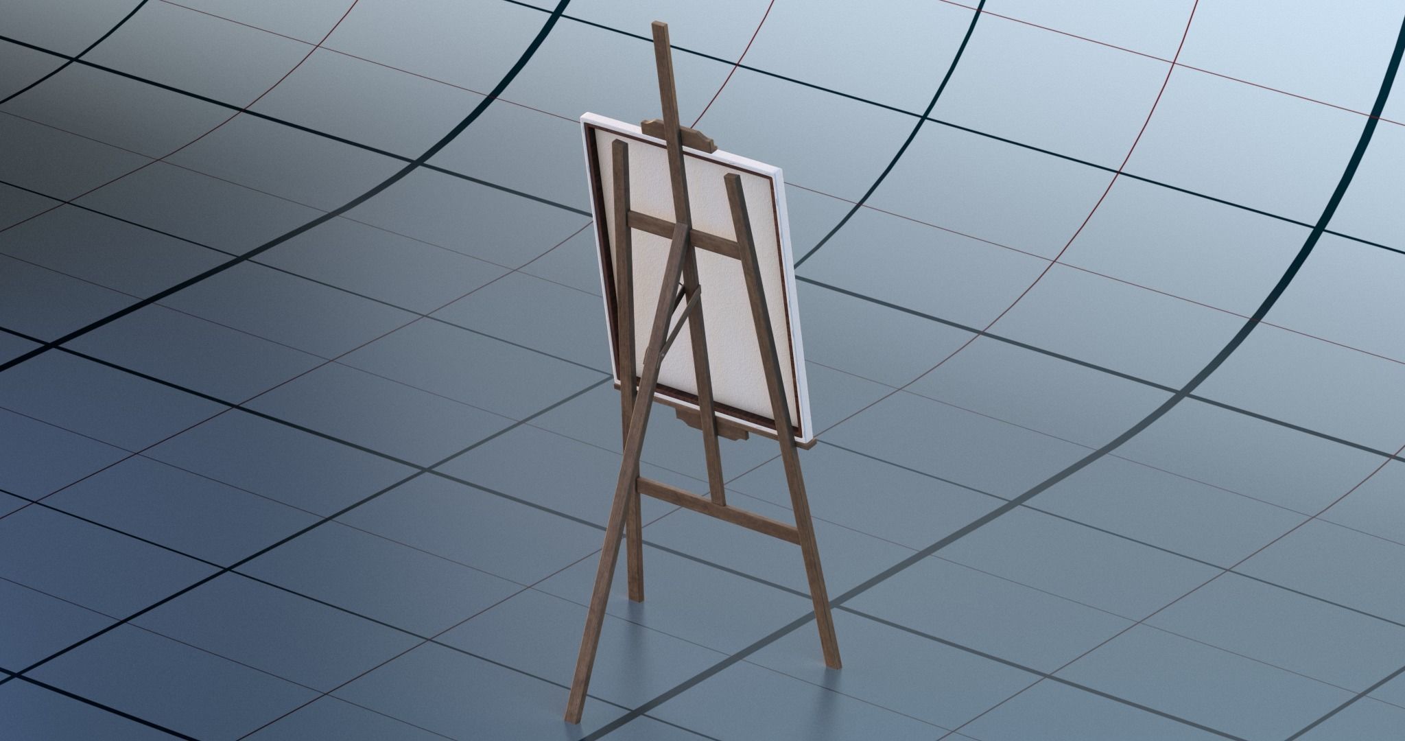 Canvas and easel PBR 3D model_16