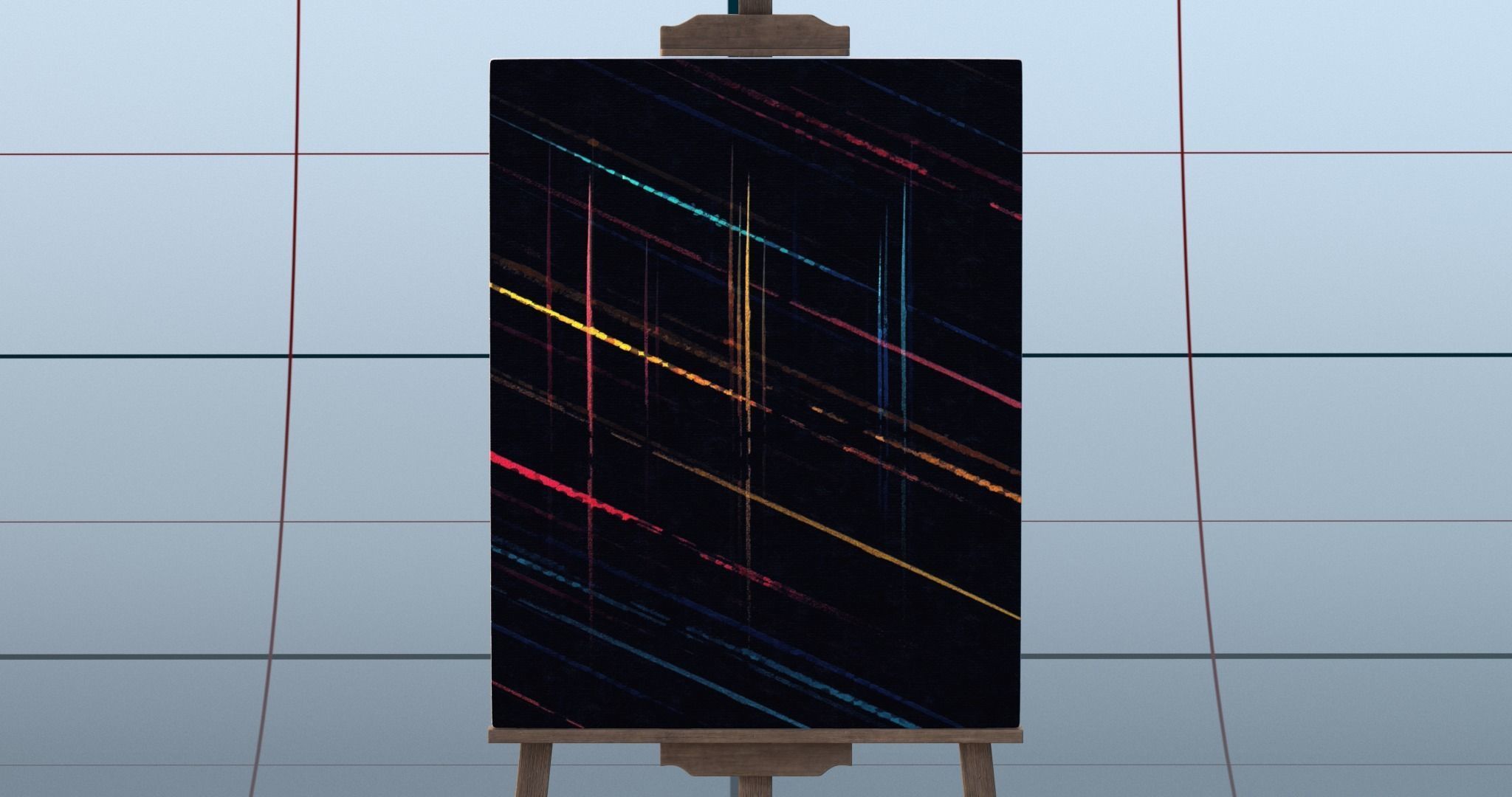 Canvas and easel PBR 3D model_14