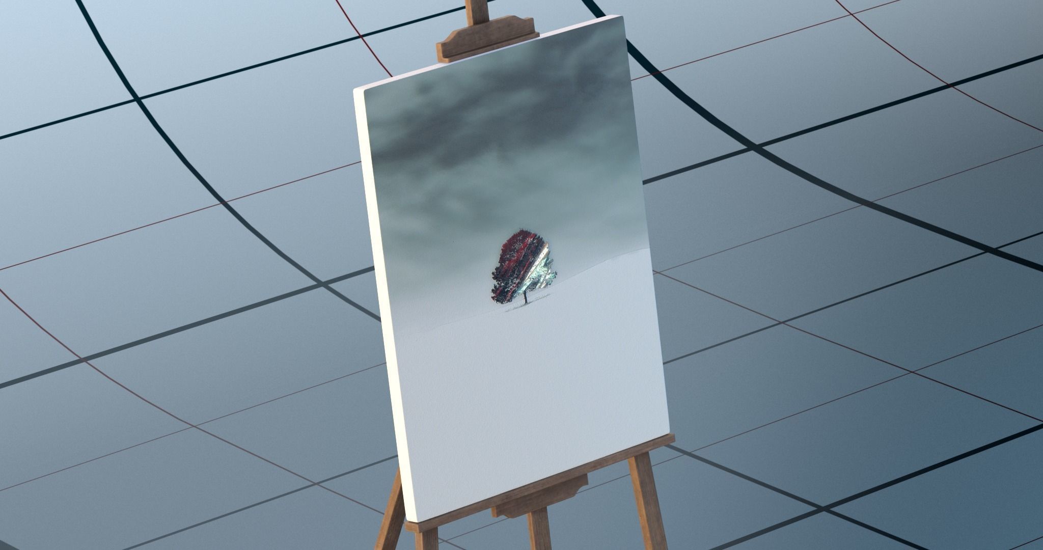 Canvas and easel PBR 3D model_9