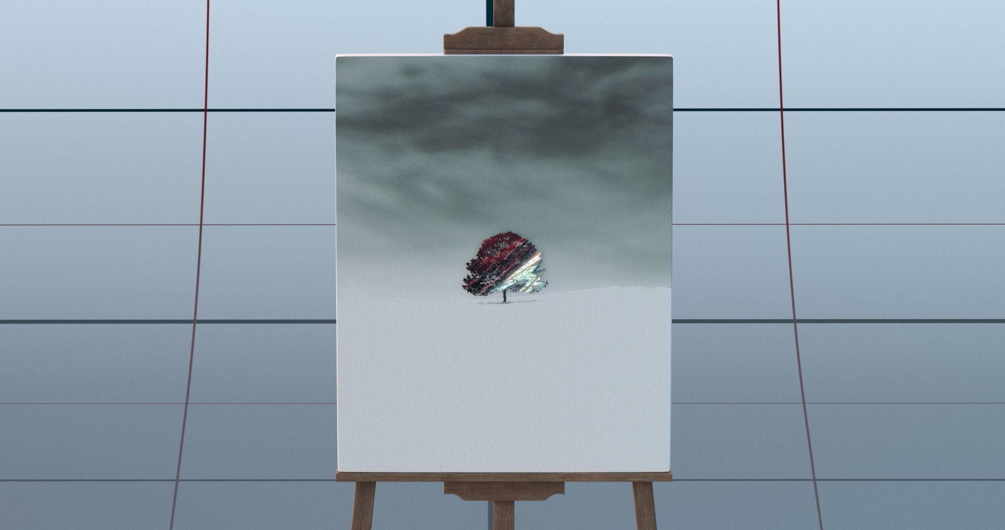 Canvas and easel PBR 3D model_8