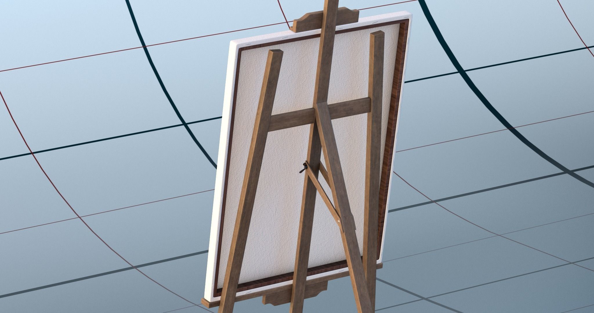 Canvas and easel PBR 3D model_19