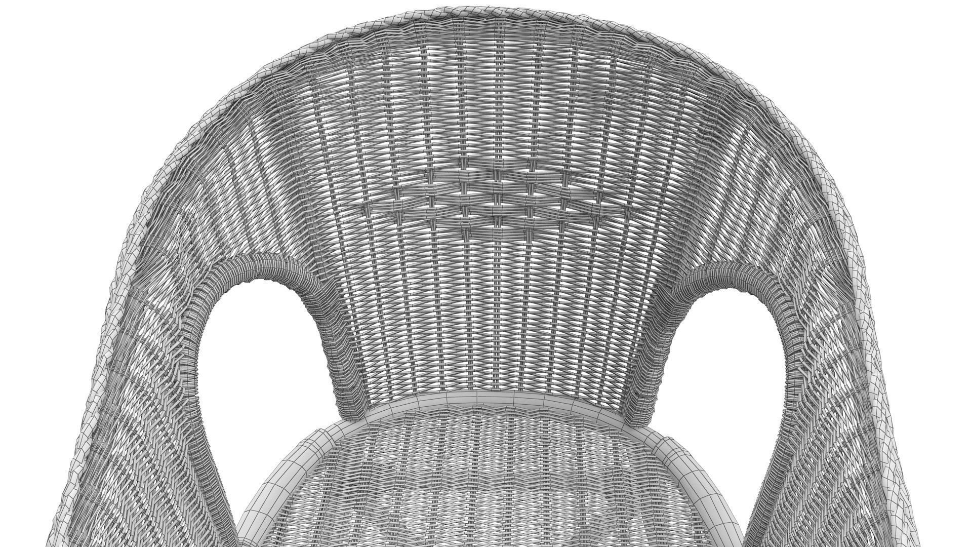 Bamboo Set rattan chair and stool Low-poly 3D model_9