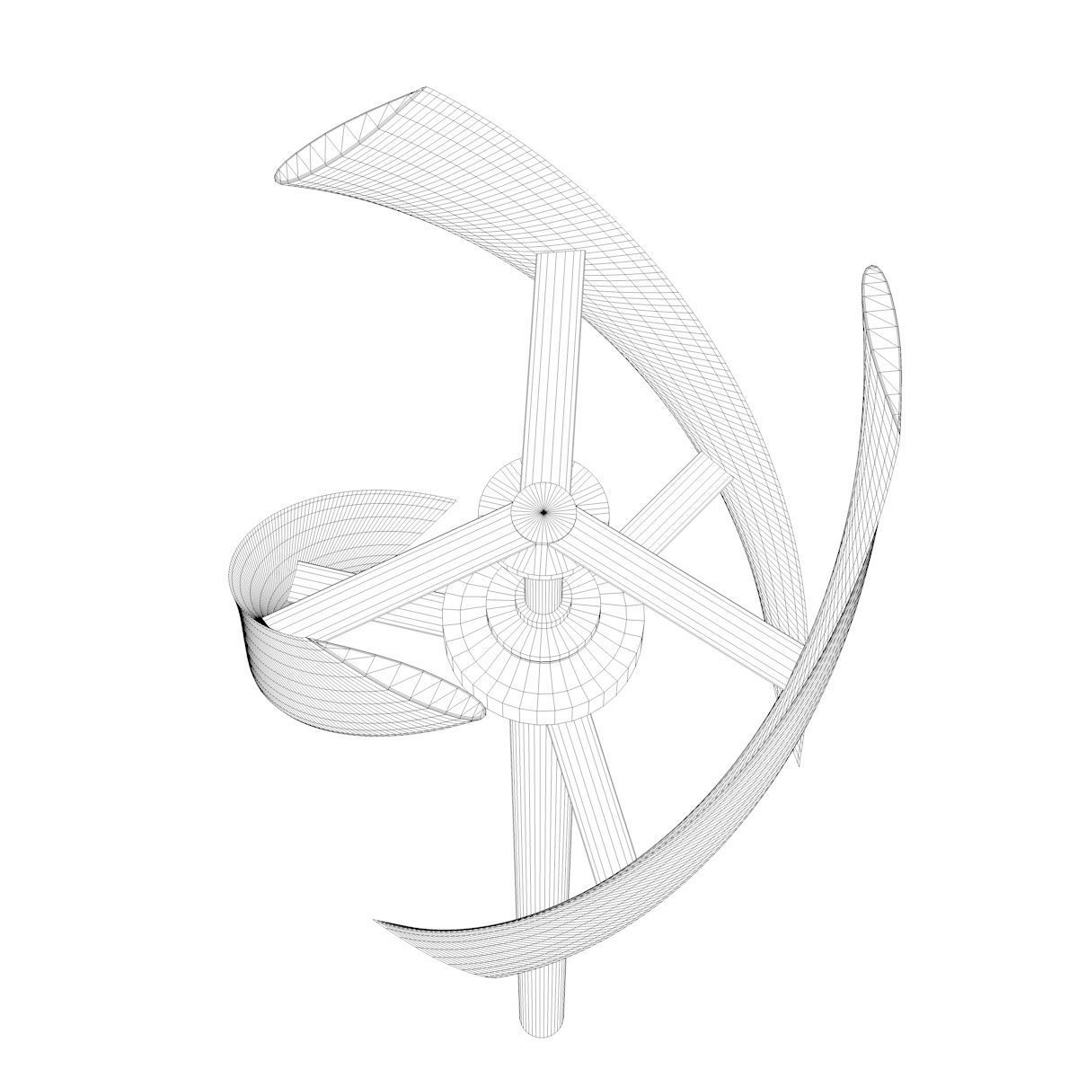 Small Vertical Axis Wind Turbine VAWT Darrieus Helix Low-poly 3D model_5