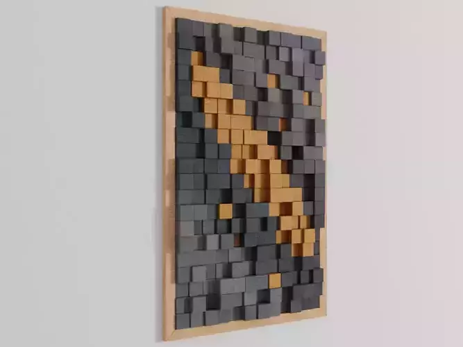 Wall art wood mosaic tiles panel decor frame