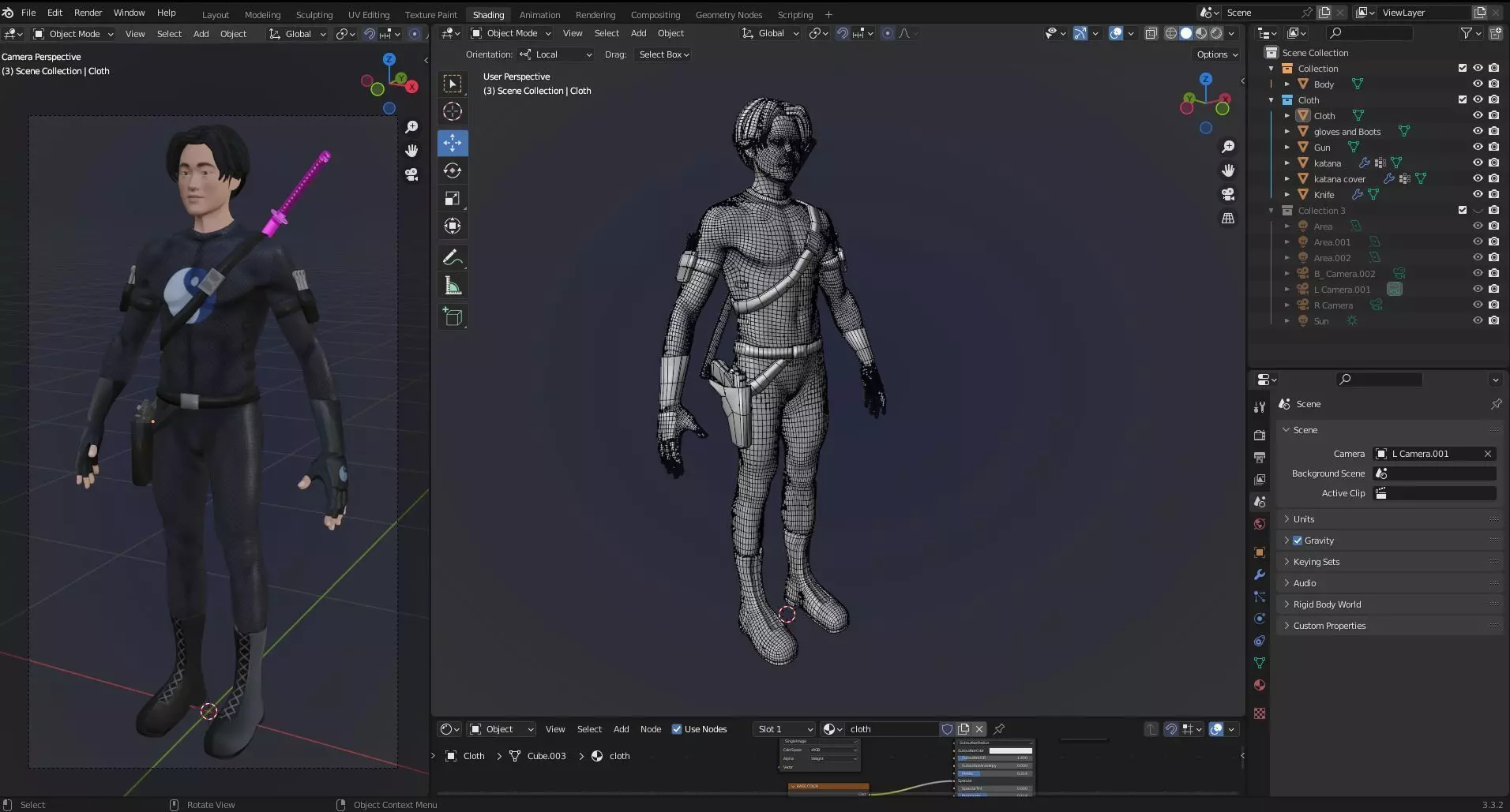 Boy with Katana and suite 3D model_0