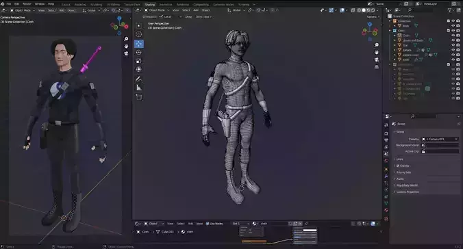 Boy with Katana and suite