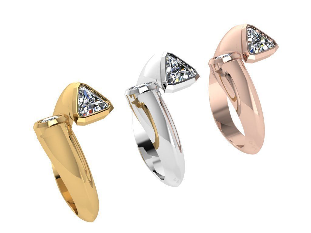 Ring420 two stone diamond ring gold 3D print model_4