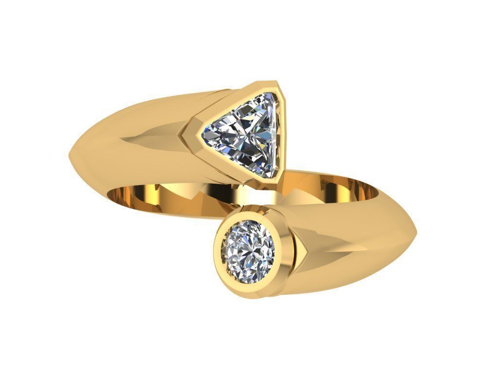 Ring420 two stone diamond ring gold 3D print model_1