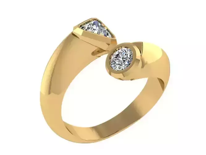 Ring420 two stone diamond ring gold