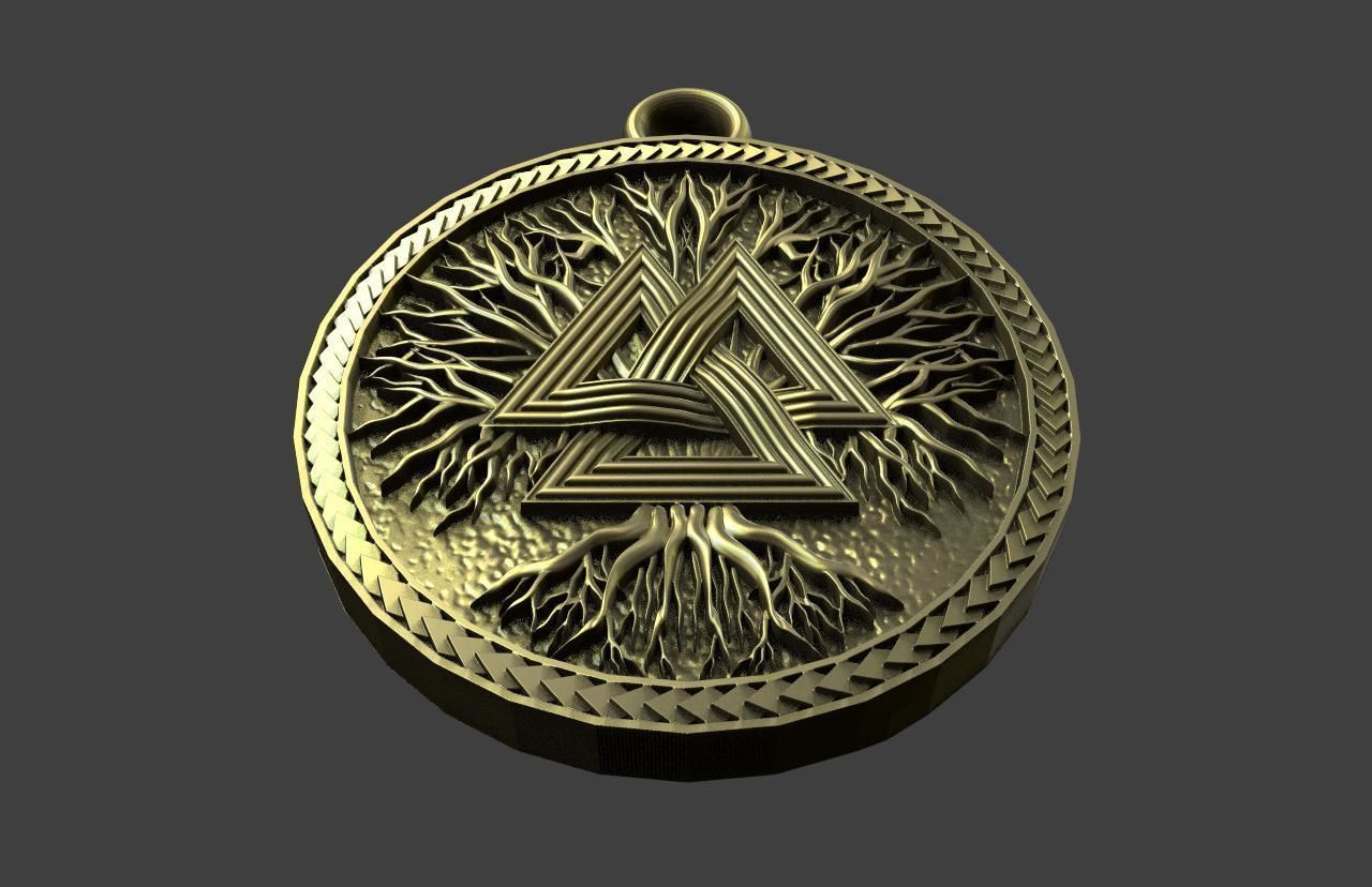 Valknut pendant 3D print model_4