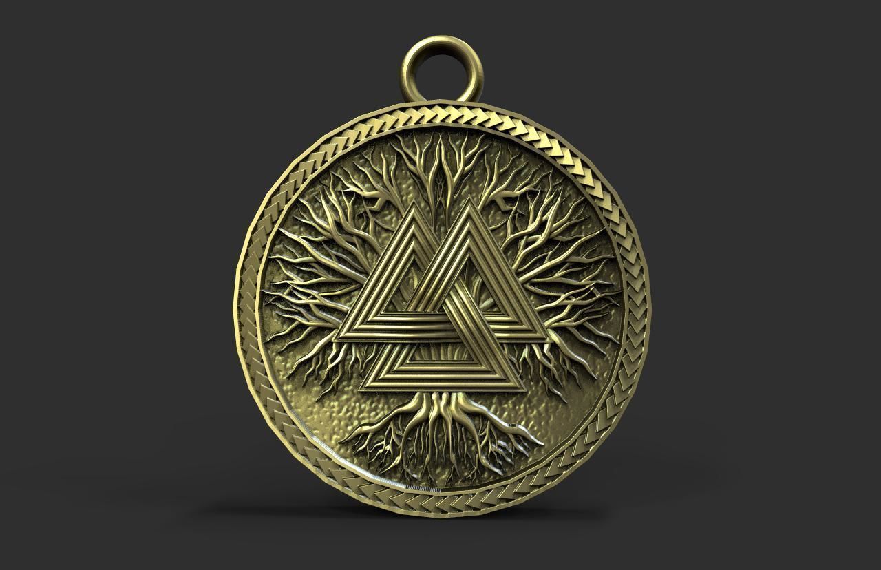 Valknut pendant 3D print model_1