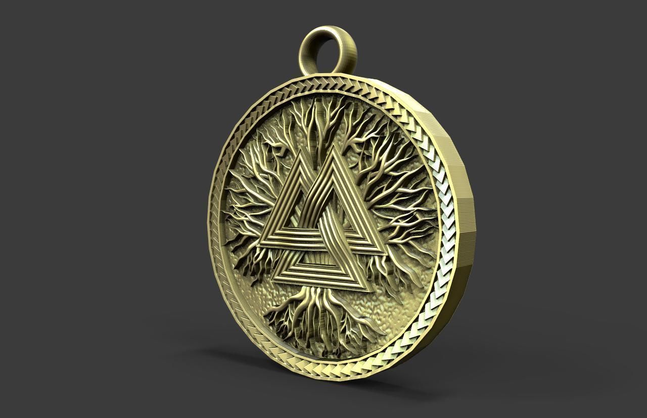 Valknut pendant 3D print model_2