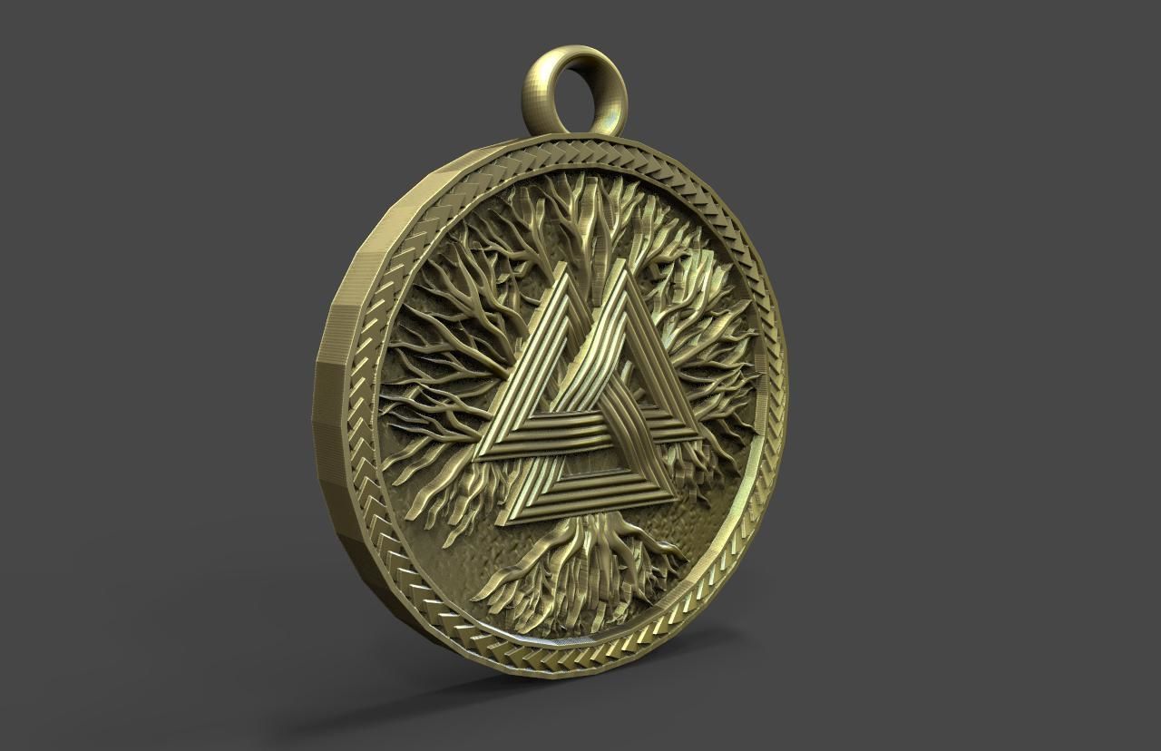 Valknut pendant 3D print model_3