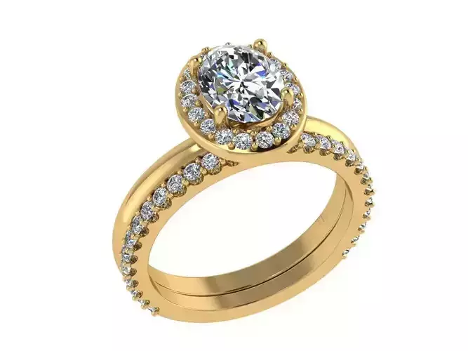 Ring423 oval diamond engagement ring set gold