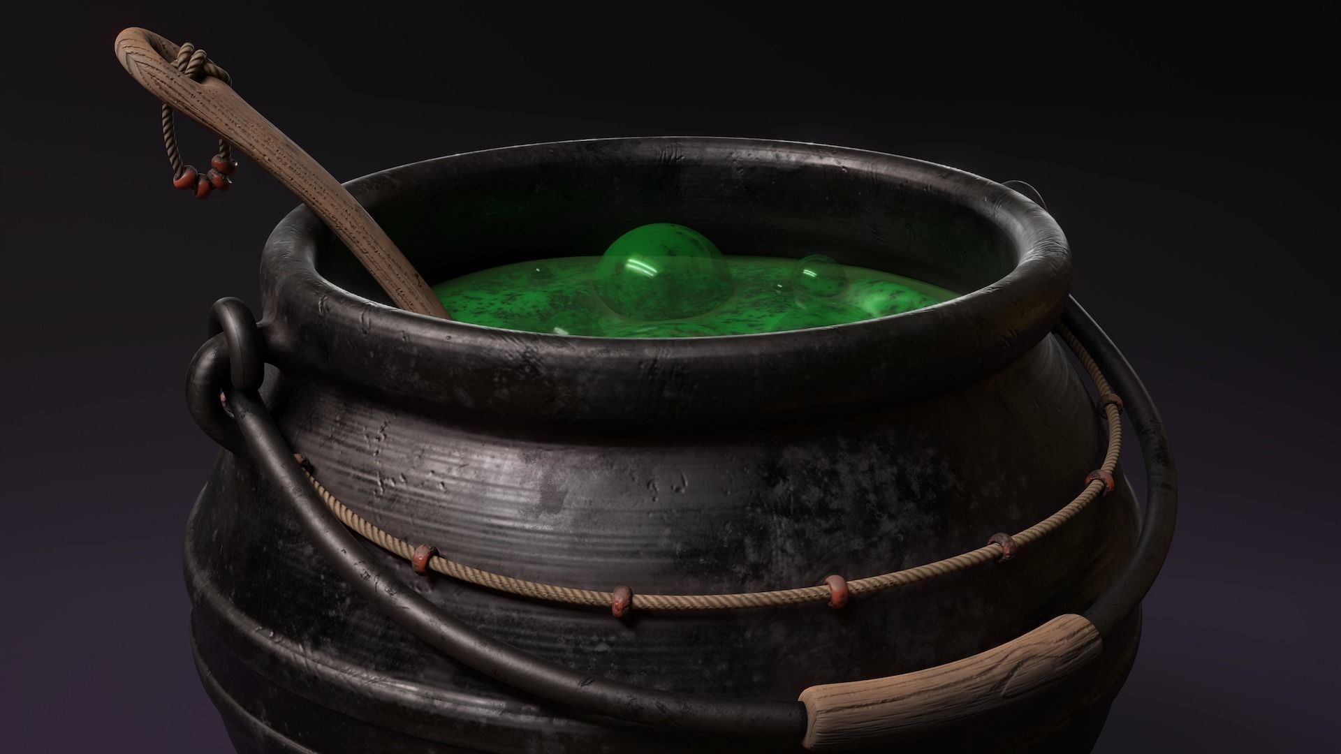 Witch Cauldron Low-poly 3D model_4