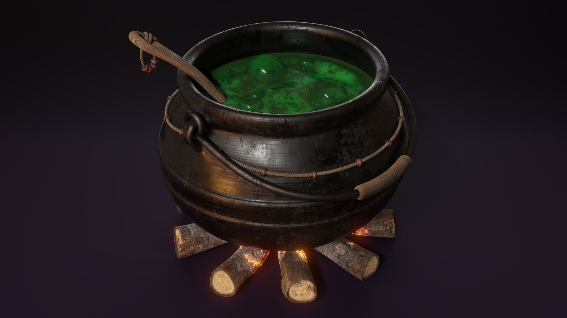 Witch Cauldron Low-poly 3D model_6