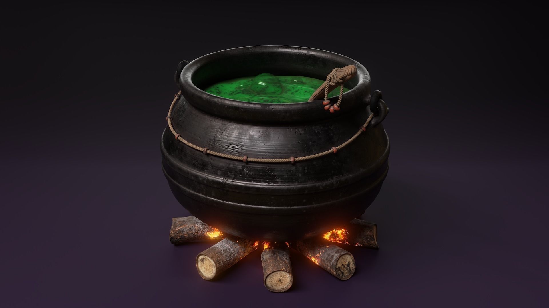 Witch Cauldron Low-poly 3D model_5