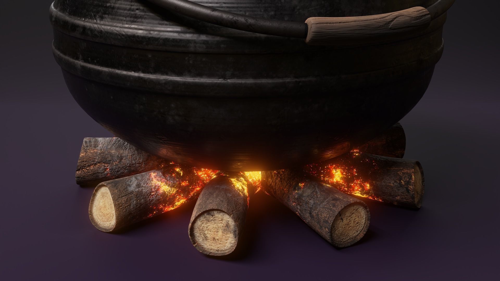 Witch Cauldron Low-poly 3D model_3