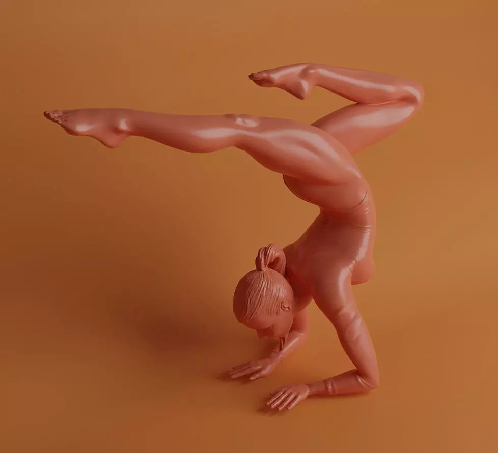 Yoga 2 woman doing handstand 3D print model_0