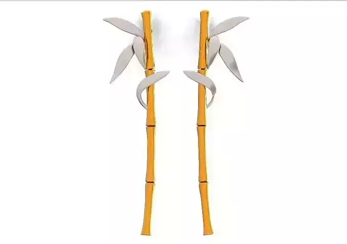  Carrera earrings bamboo long two tone gold 564