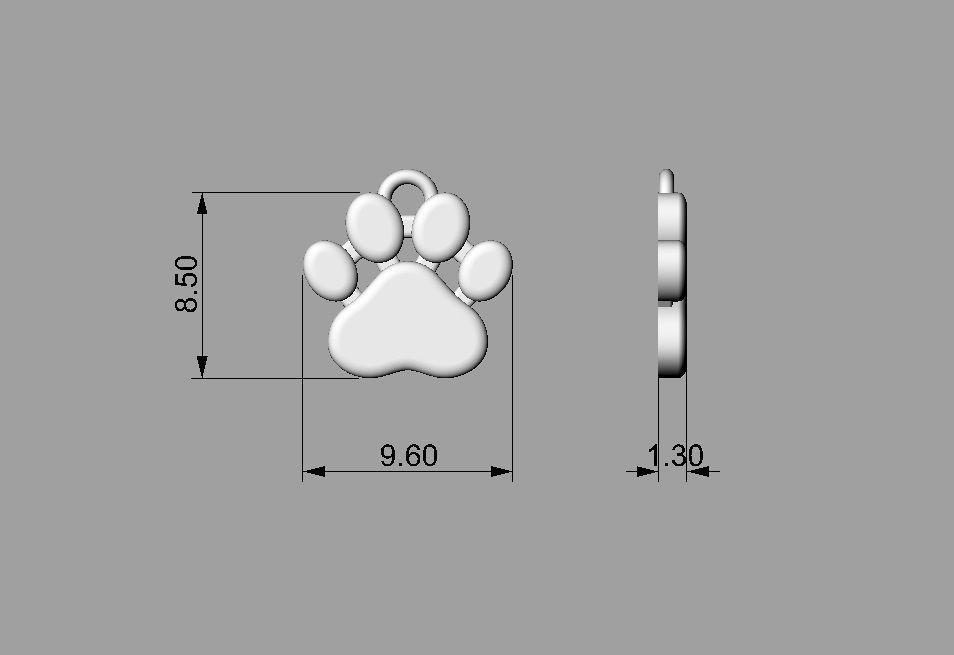 Paw Pendant and Earrings 3D print model_4