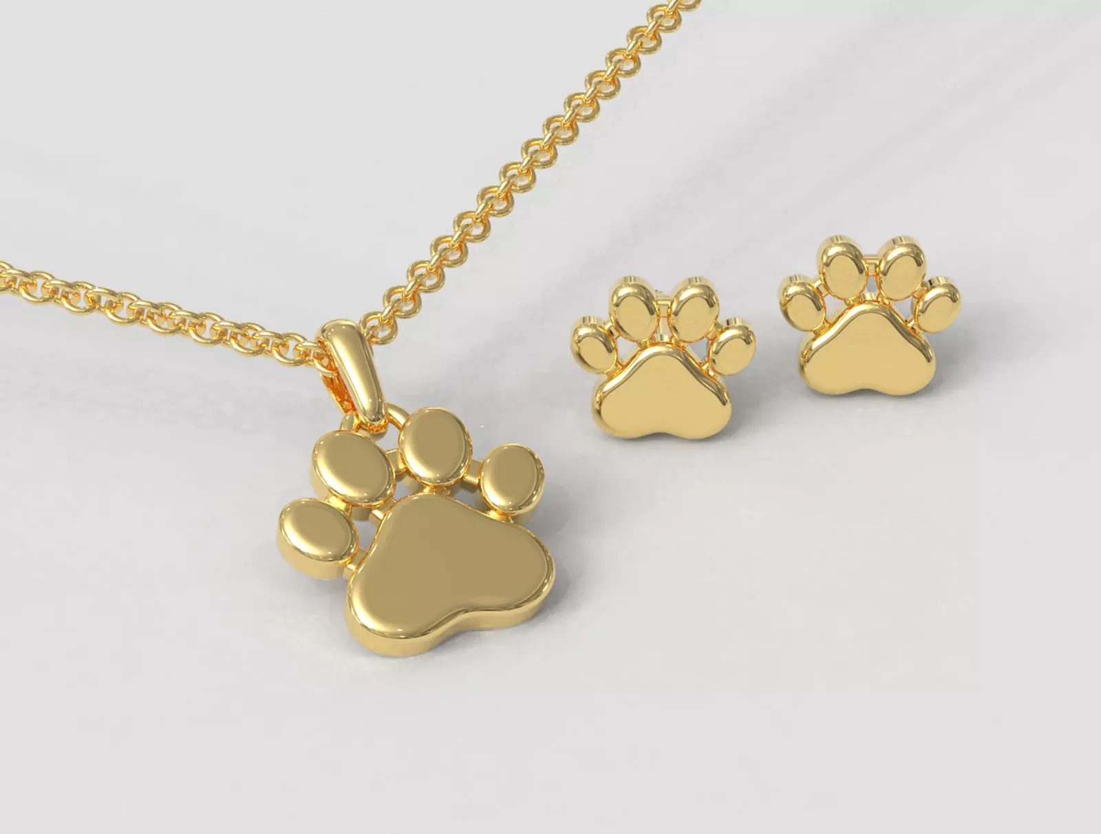 Paw Pendant and Earrings 3D print model_0